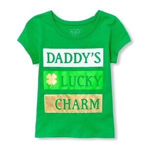 ST PATRICK'S DAY DADDY'S LUCKY CHARM GIRLS GREEN TOP T SHIRT 2T
